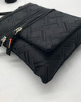 Black Nylon Patterned Multi-Pocket Crossbody Bag