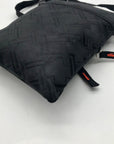 Black Nylon Patterned Multi-Pocket Crossbody Bag