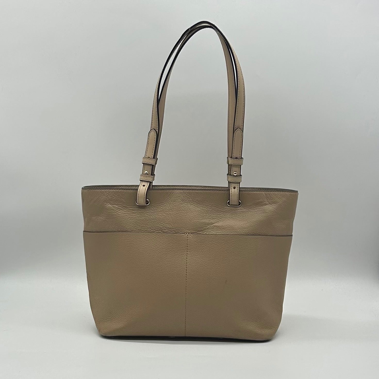 Michael Kors Beige Pebbled Leather Bedford Medium Tote Bag