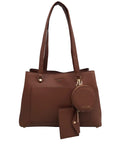 Anne Klein Brown Faux Leather Shoulder Bag Set