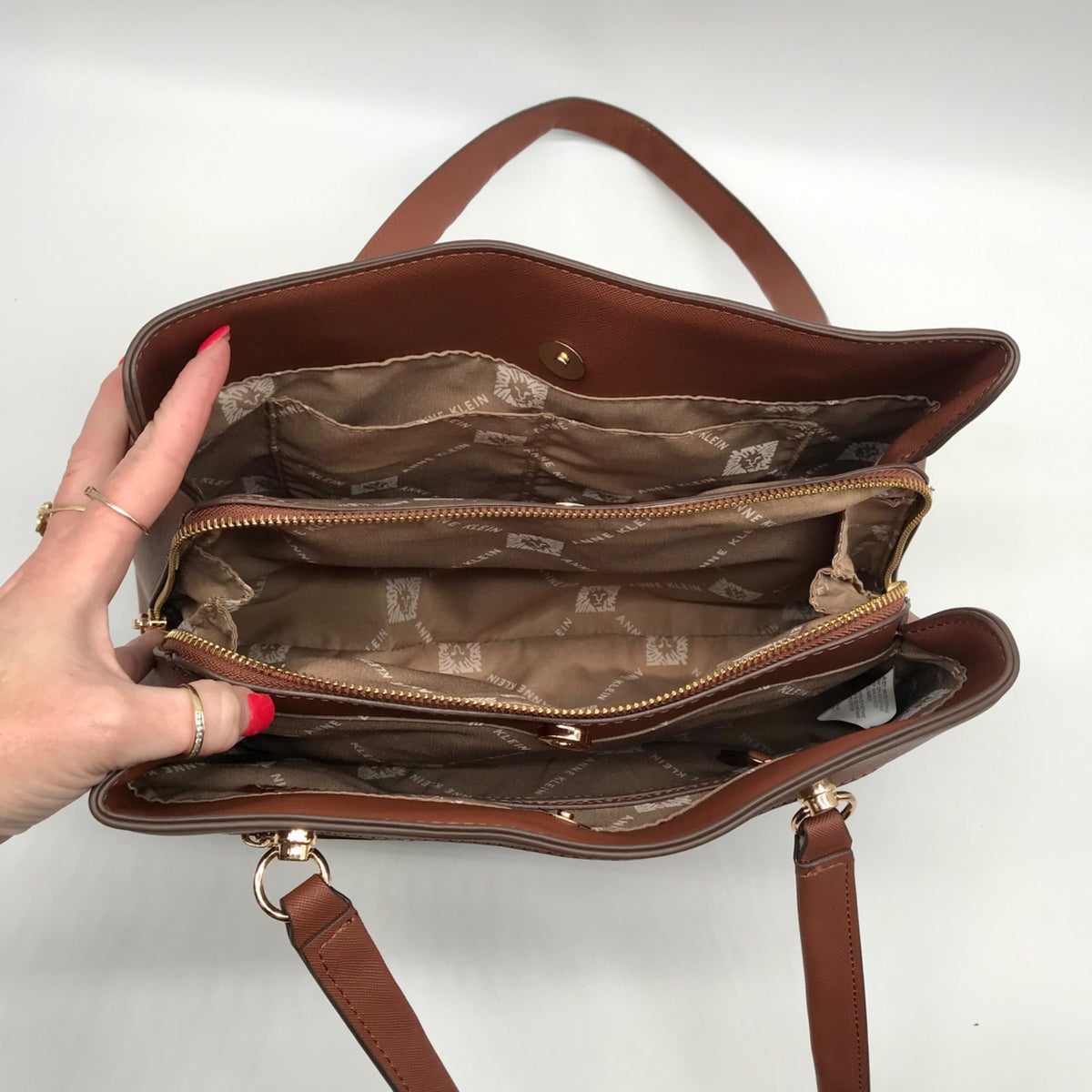 Anne Klein Brown Faux Leather Shoulder Bag Set