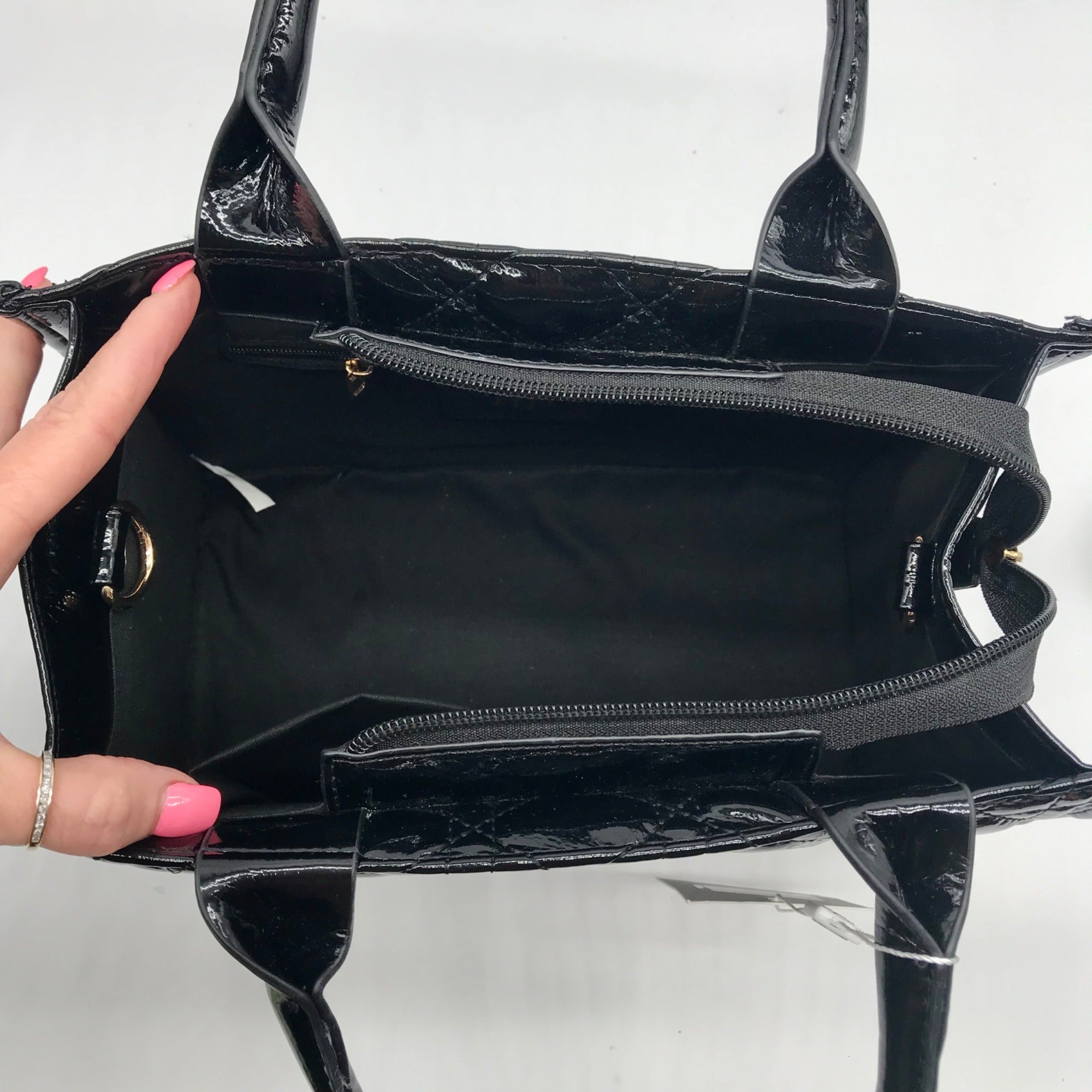 Caroline Hill Black Quilted Vegan Leather Ricky Mini Tote Bag