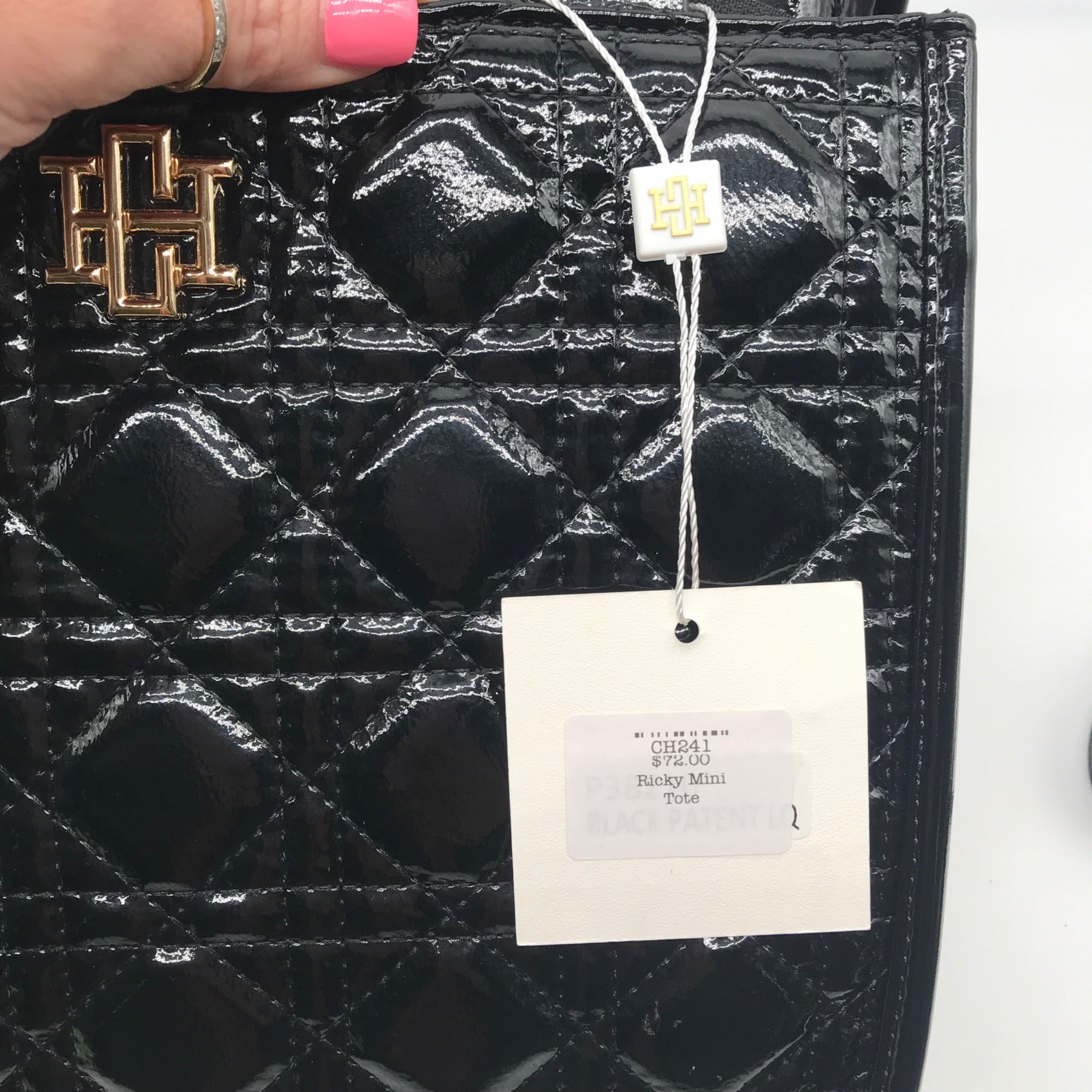 Caroline Hill Black Quilted Vegan Leather Ricky Mini Tote Bag