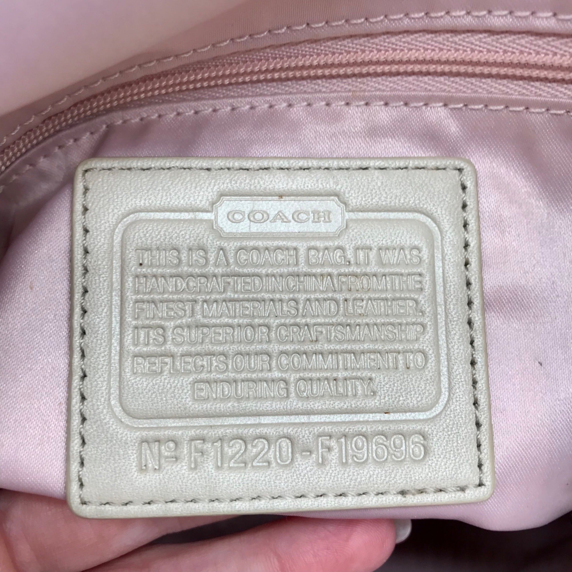 Coach Beige Monogram Leather With Snakeskin Trim Tote Bag F19696