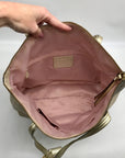 Coach Beige Monogram Leather With Snakeskin Trim Tote Bag F19696