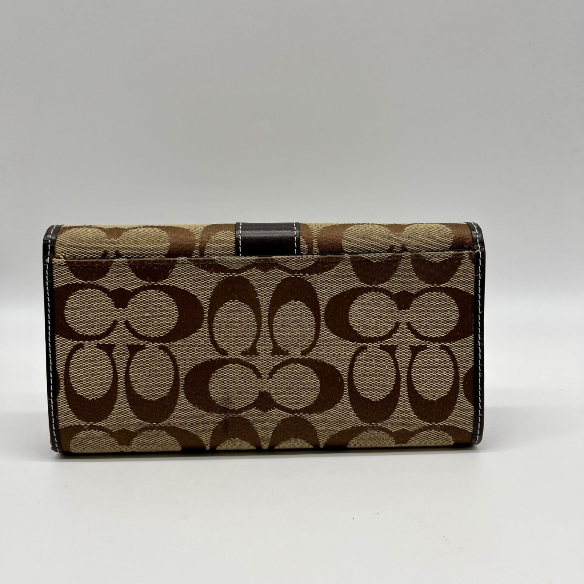 Coach Brown Monogram Canvas Trifold Wallet