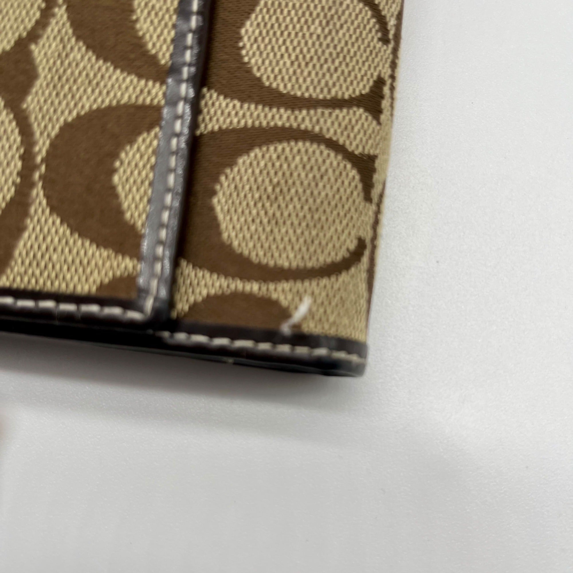 Coach Brown Monogram Canvas Trifold Wallet