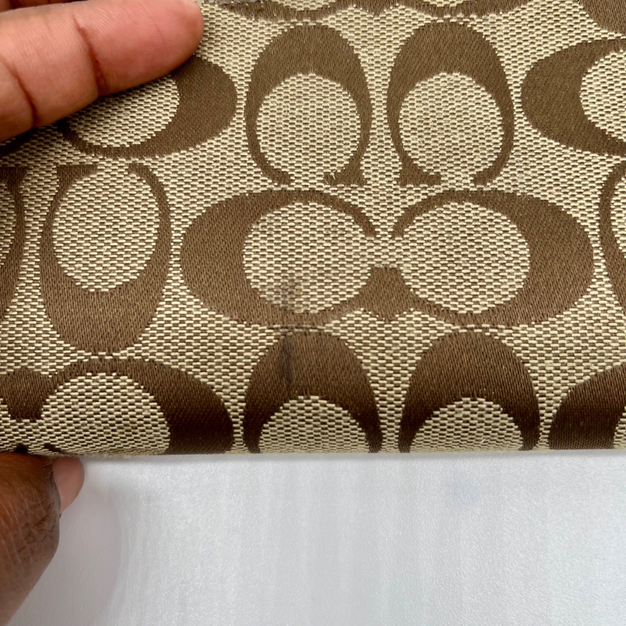 Coach Brown Monogram Canvas Trifold Wallet