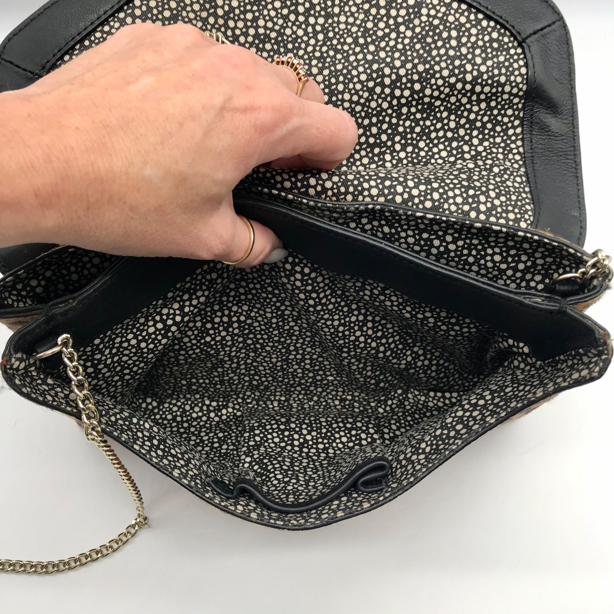 Loeffler Randall Light Brown &amp; Black Cheetah Fur Clutch