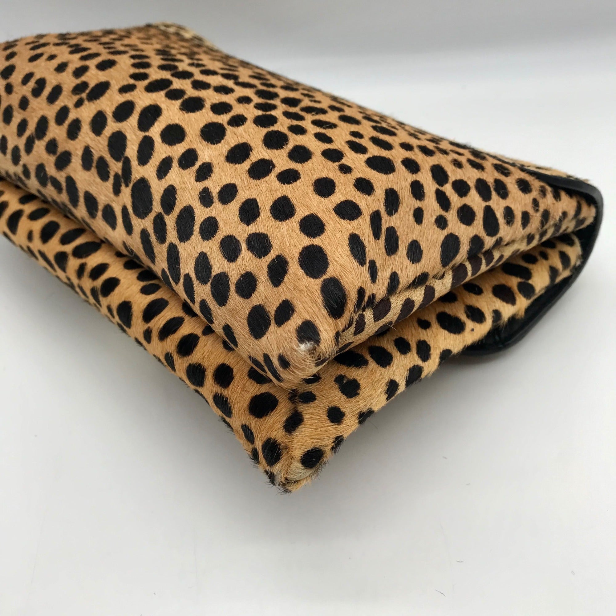Loeffler Randall Light Brown &amp; Black Cheetah Fur Clutch