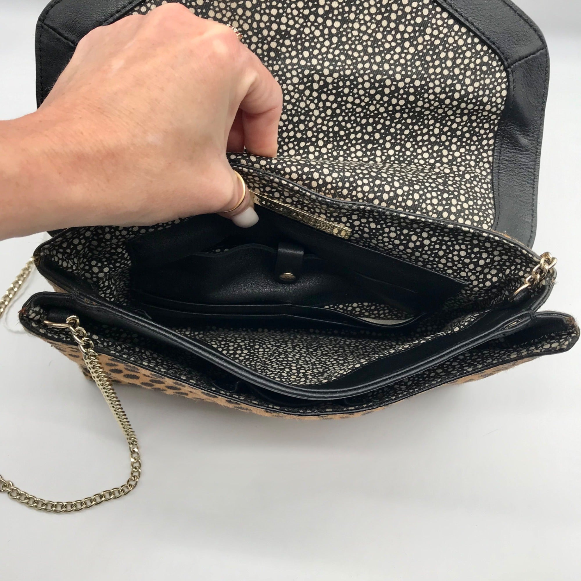 Loeffler Randall Light Brown &amp; Black Cheetah Fur Clutch
