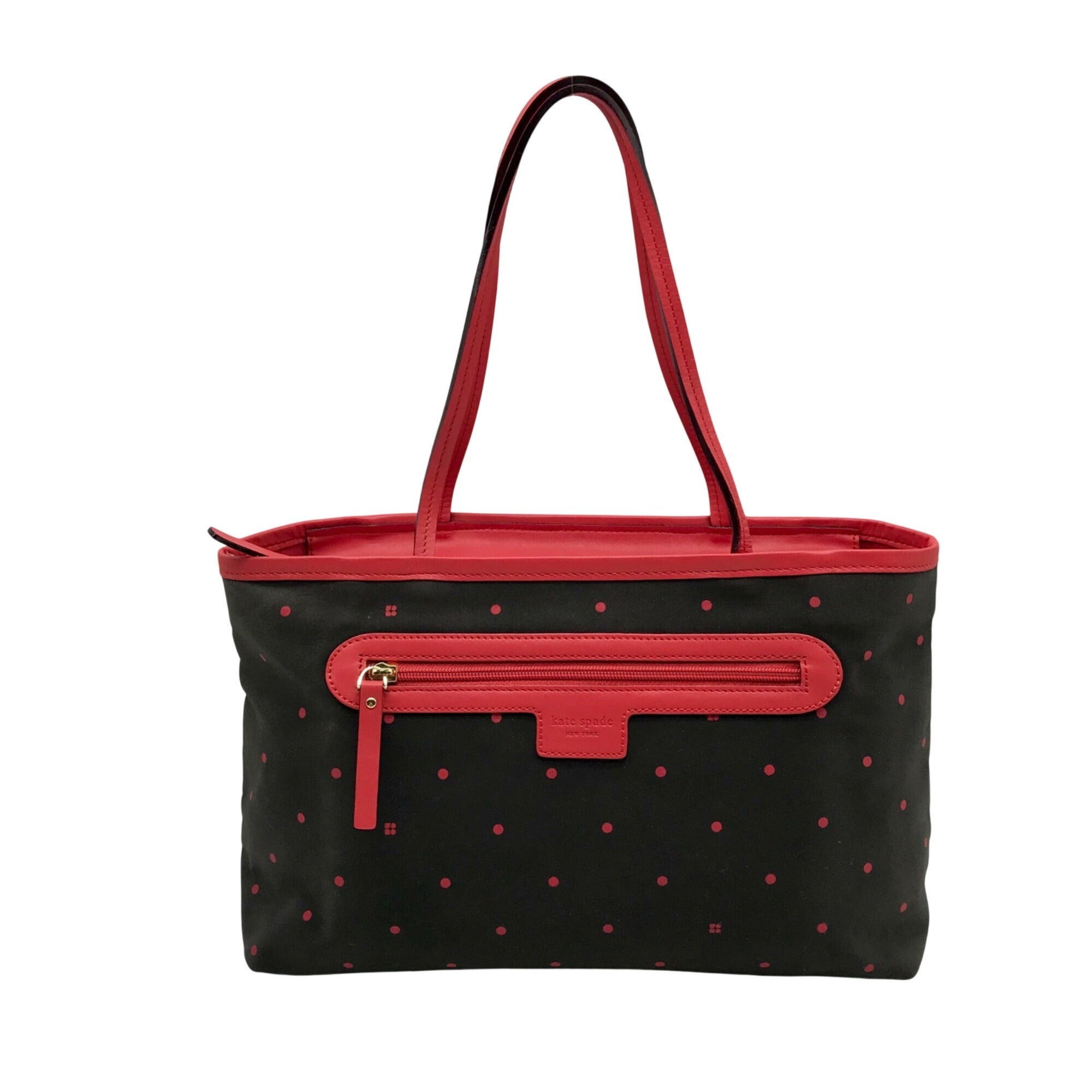 Kate Spade Black And Red Polka Dot Canvas Tote Bag