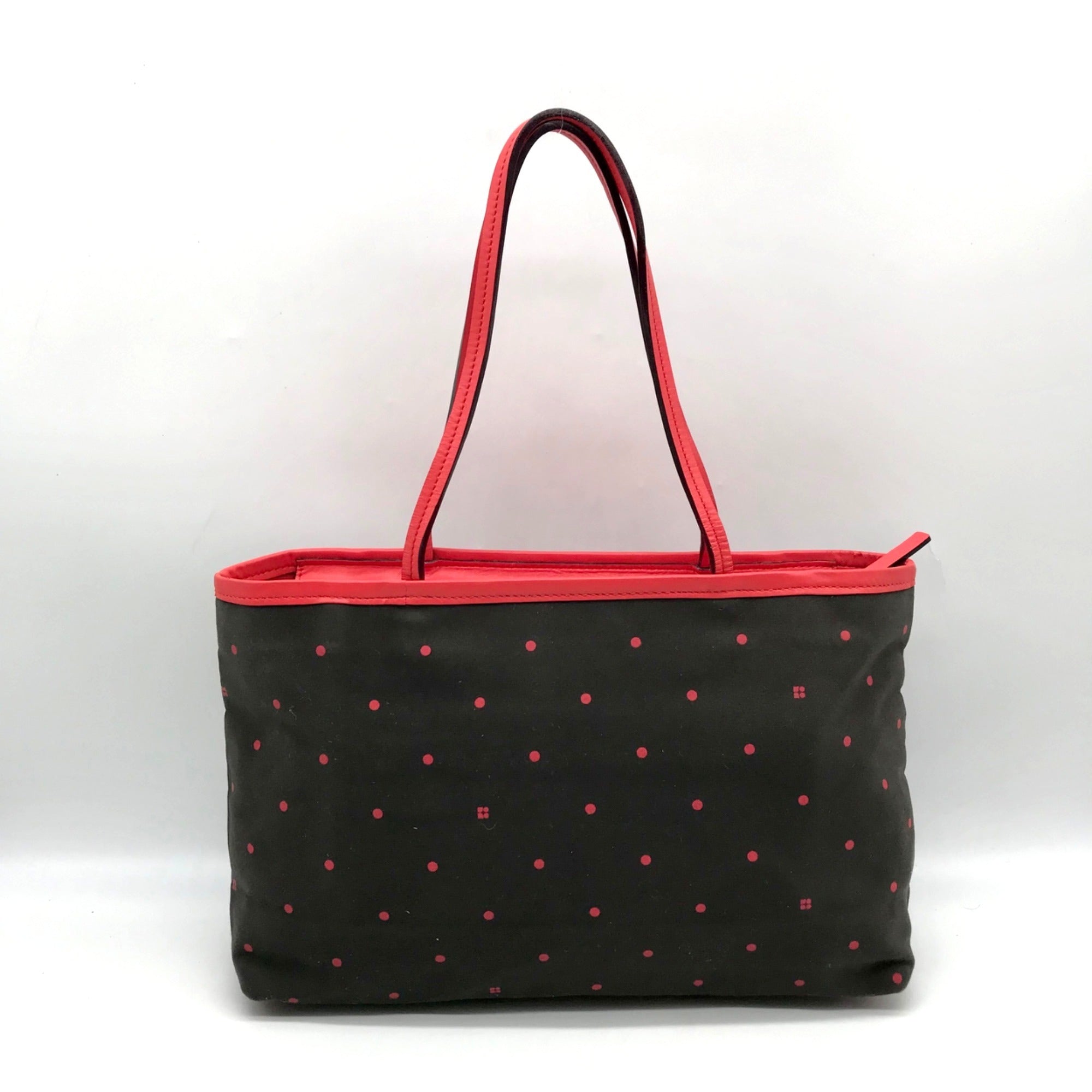 Kate Spade Black And Red Polka Dot Canvas Tote Bag