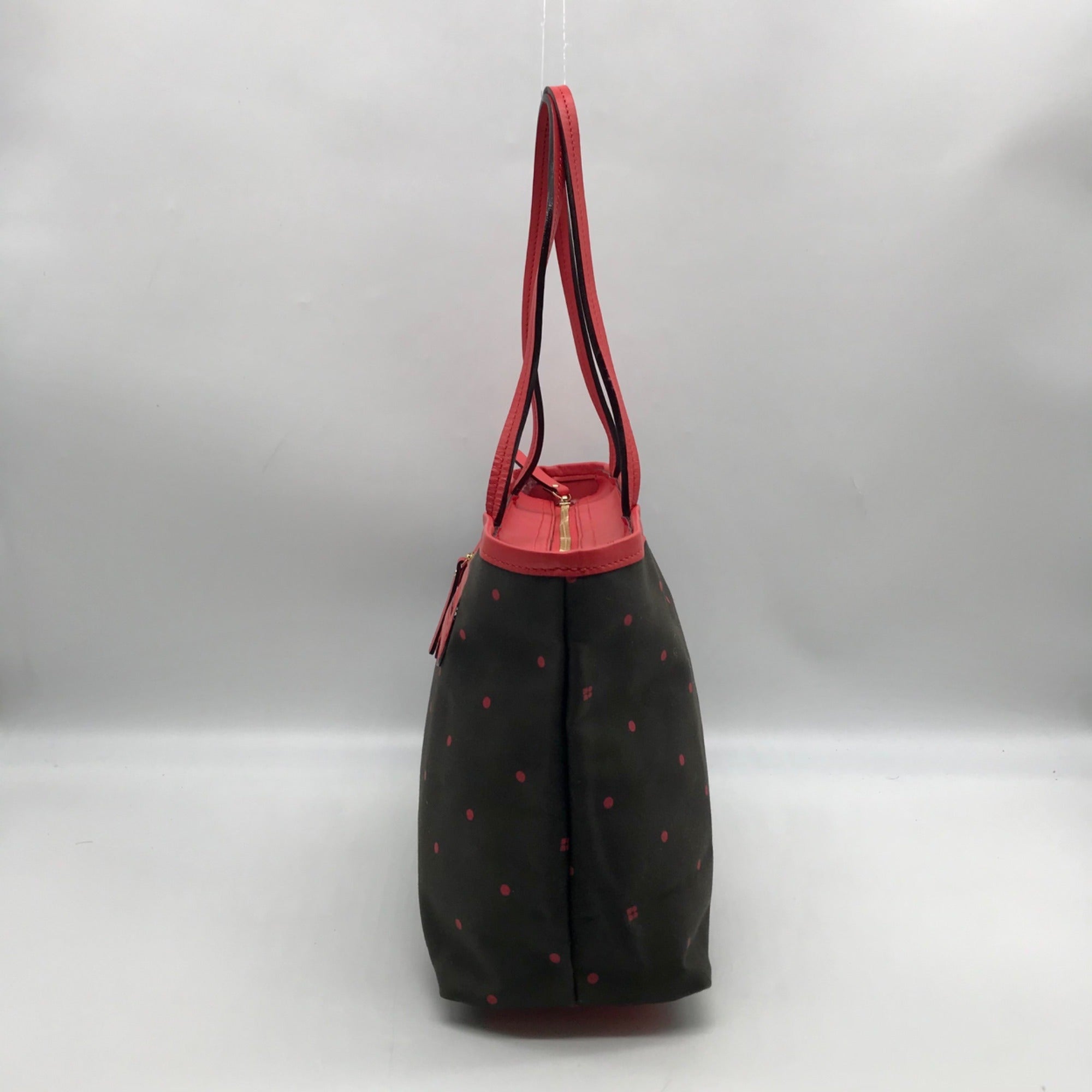 Kate Spade Black And Red Polka Dot Canvas Tote Bag