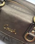 Coach Ashley Metallic Pewter Convertible Top Handle Shoulder Bag F15445