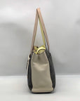 Calvin Klein Brown Khaki Caramel White Hadley Triple Compartment Tote