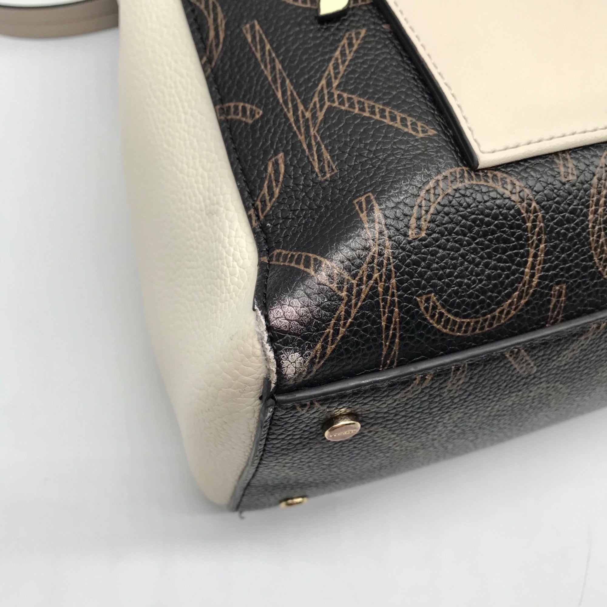 Calvin Klein Brown Khaki Caramel White Hadley Triple Compartment Tote