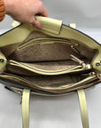 Calvin Klein Brown Khaki Caramel White Hadley Triple Compartment Tote