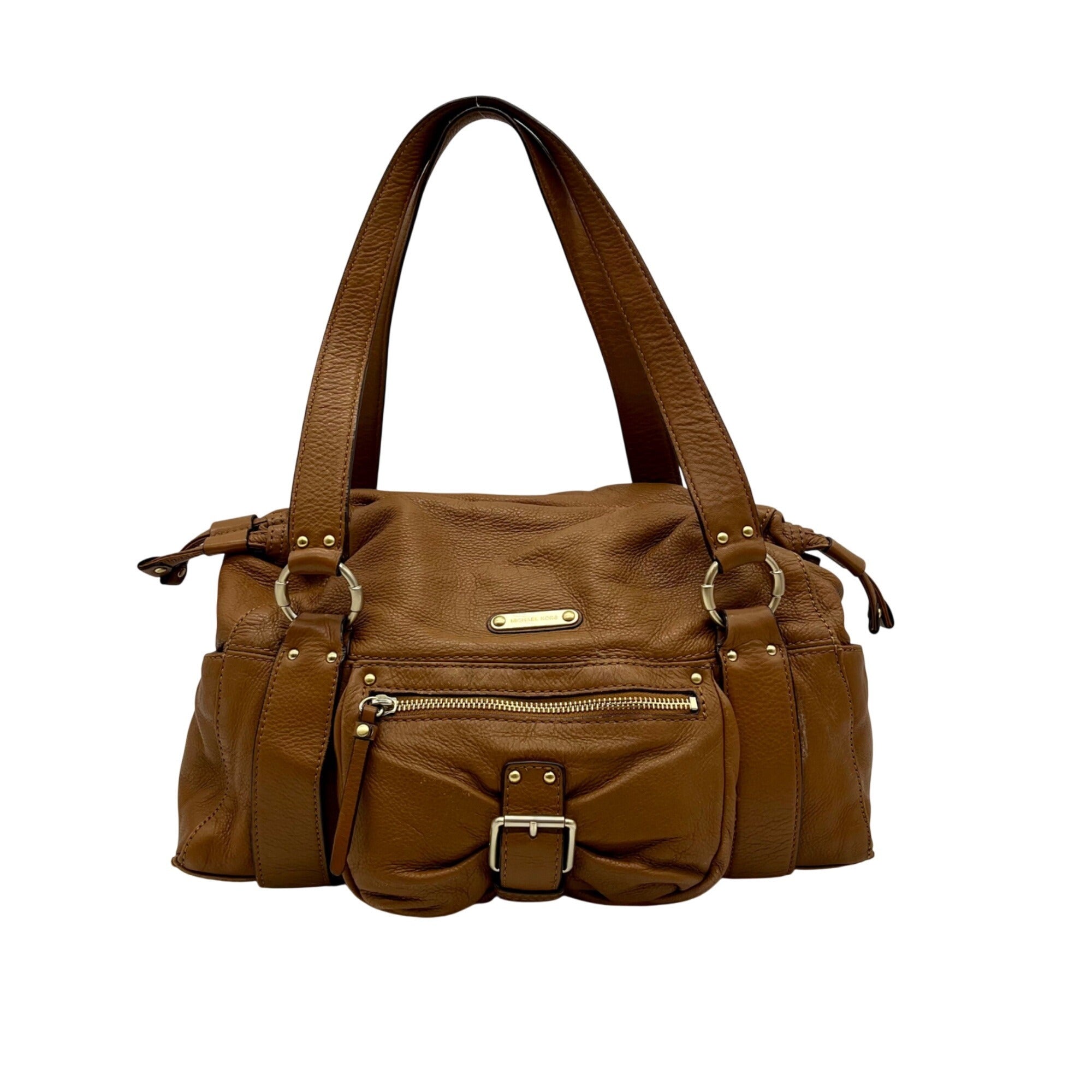 Michael Kors Brown Pebbled Leather Fulton Shoulder Bag