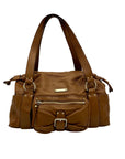 Michael Kors Brown Pebbled Leather Fulton Shoulder Bag