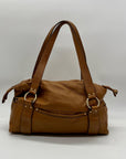 Michael Kors Brown Pebbled Leather Fulton Shoulder Bag