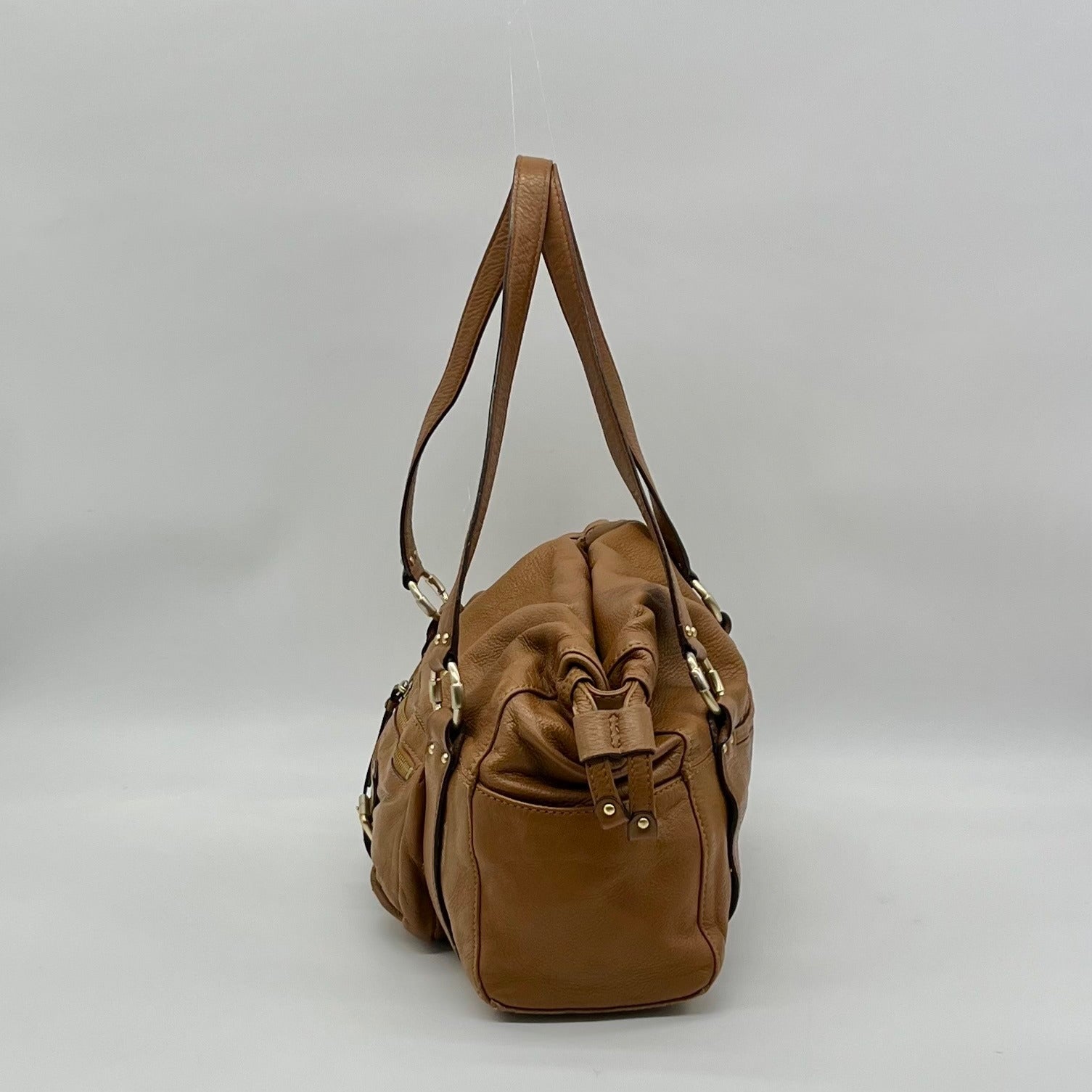 Michael Kors Brown Pebbled Leather Fulton Shoulder Bag