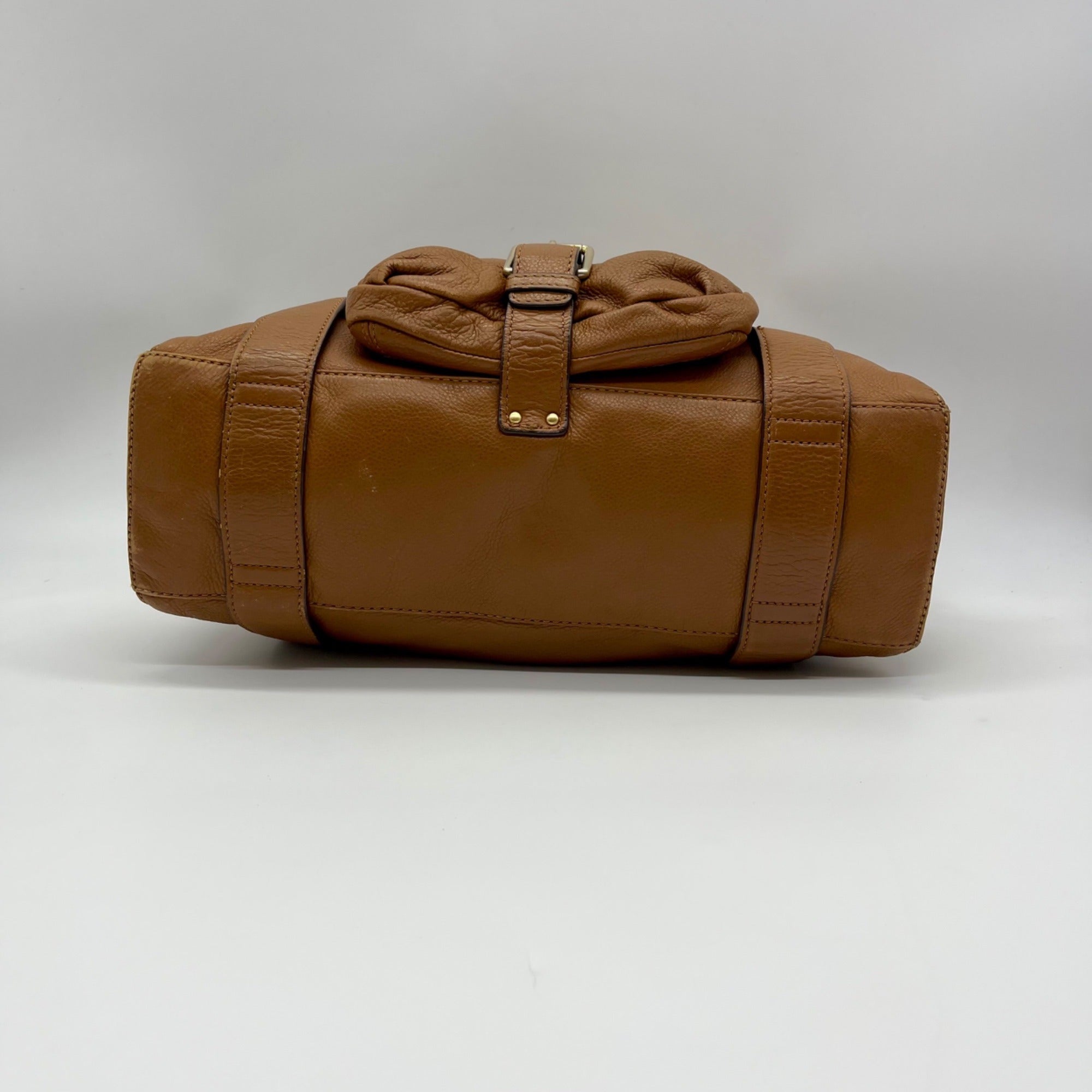 Michael Kors Brown Pebbled Leather Fulton Shoulder Bag