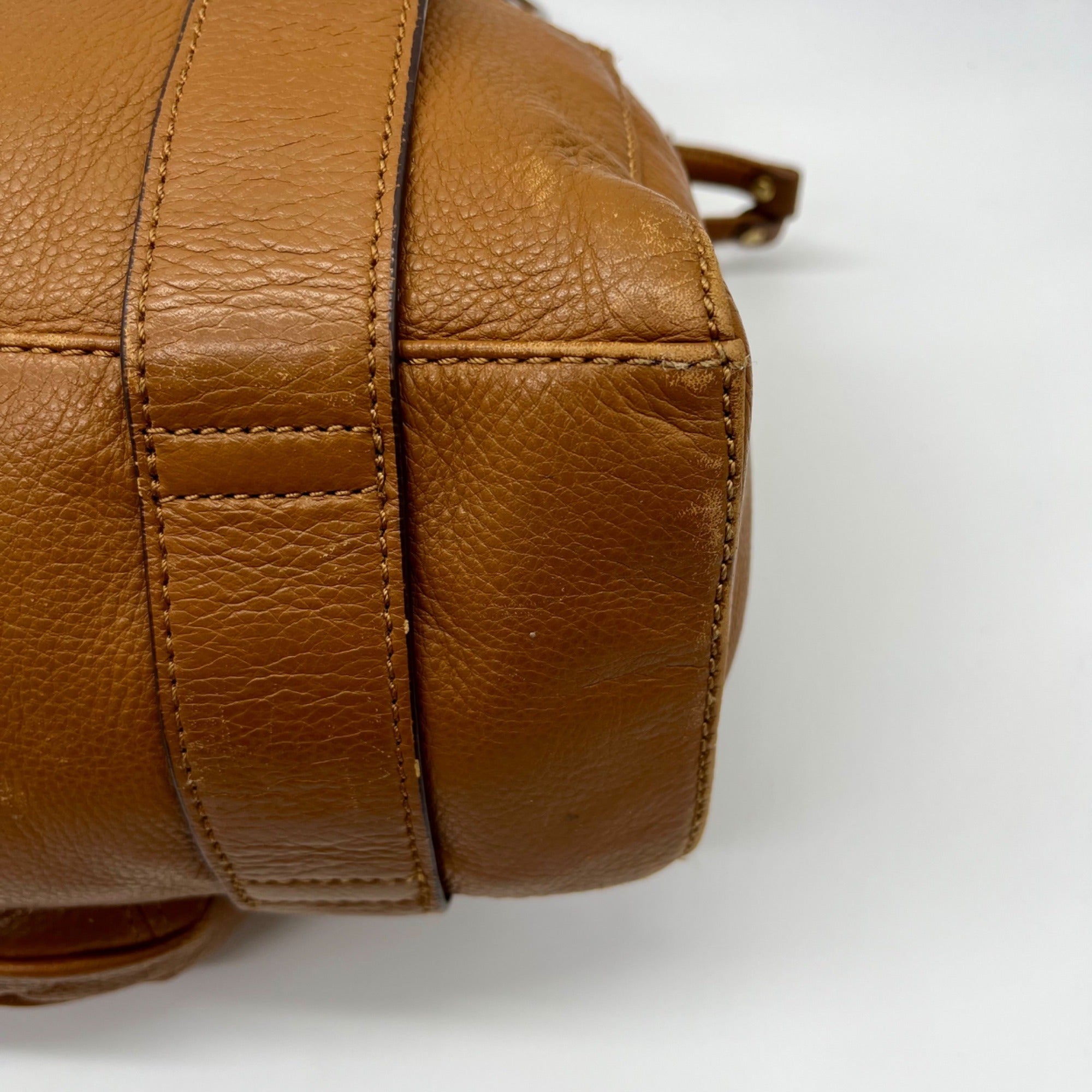 Michael Kors Brown Pebbled Leather Fulton Shoulder Bag