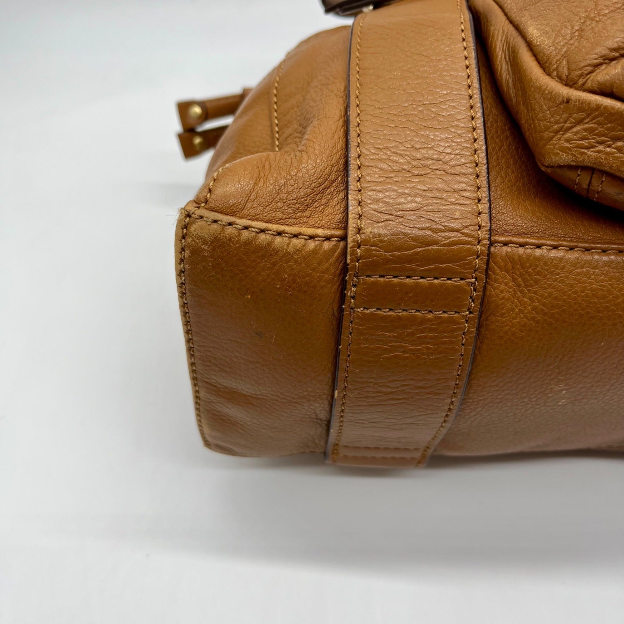 Michael Kors Brown Pebbled Leather Fulton Shoulder Bag