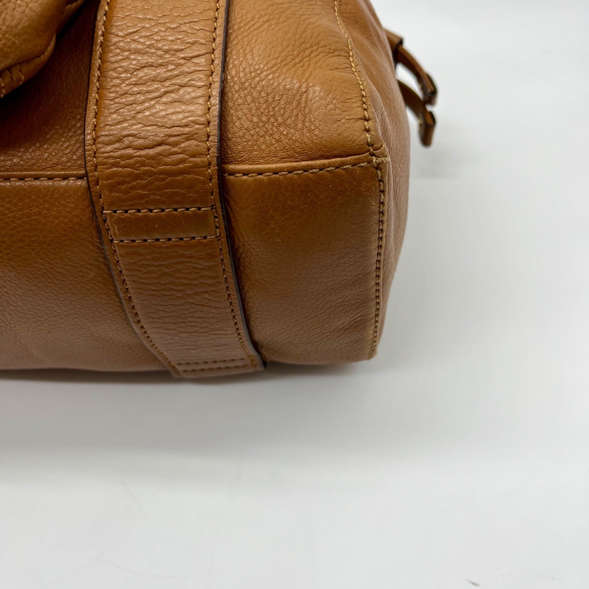 Michael Kors Brown Pebbled Leather Fulton Shoulder Bag