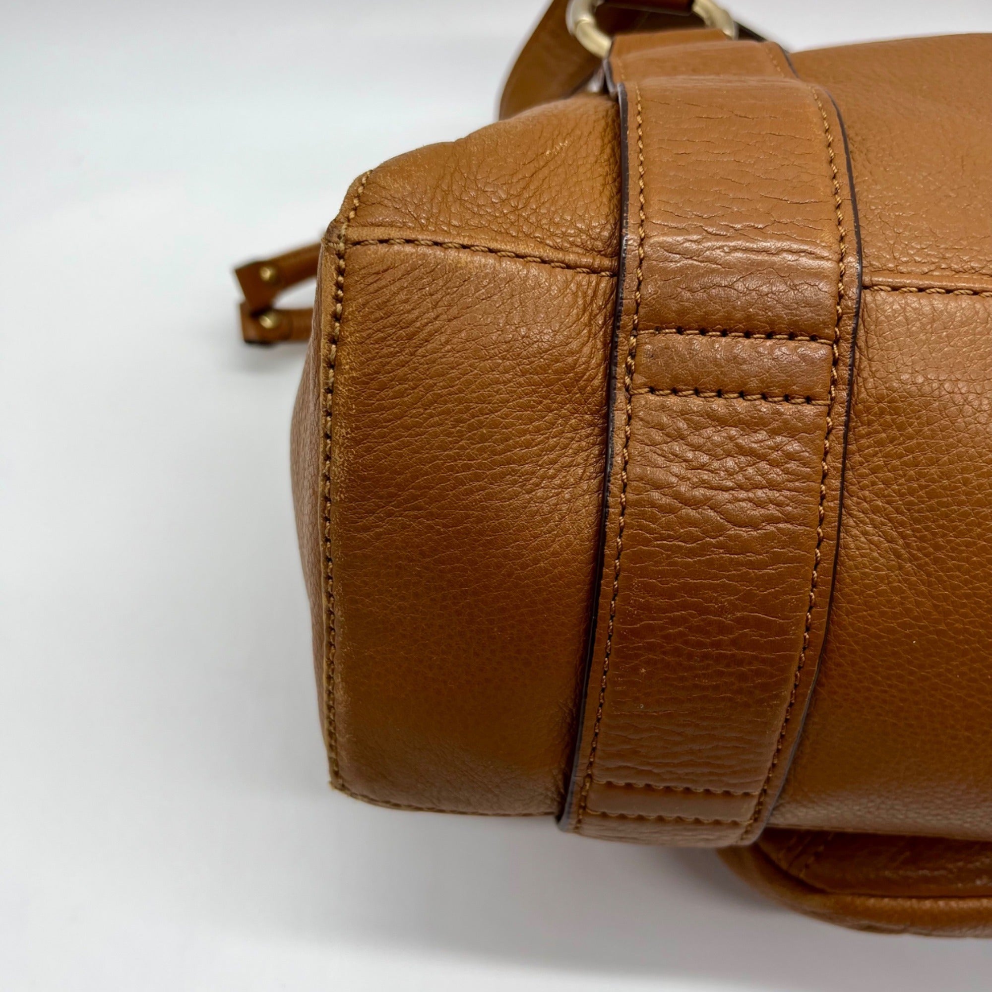 Michael Kors Brown Pebbled Leather Fulton Shoulder Bag