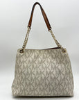 Michael Kors Vanilla And Acorn Coated Canvas Jet Set Chain Shoulder Bag