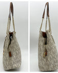 Michael Kors Vanilla And Acorn Coated Canvas Jet Set Chain Shoulder Bag