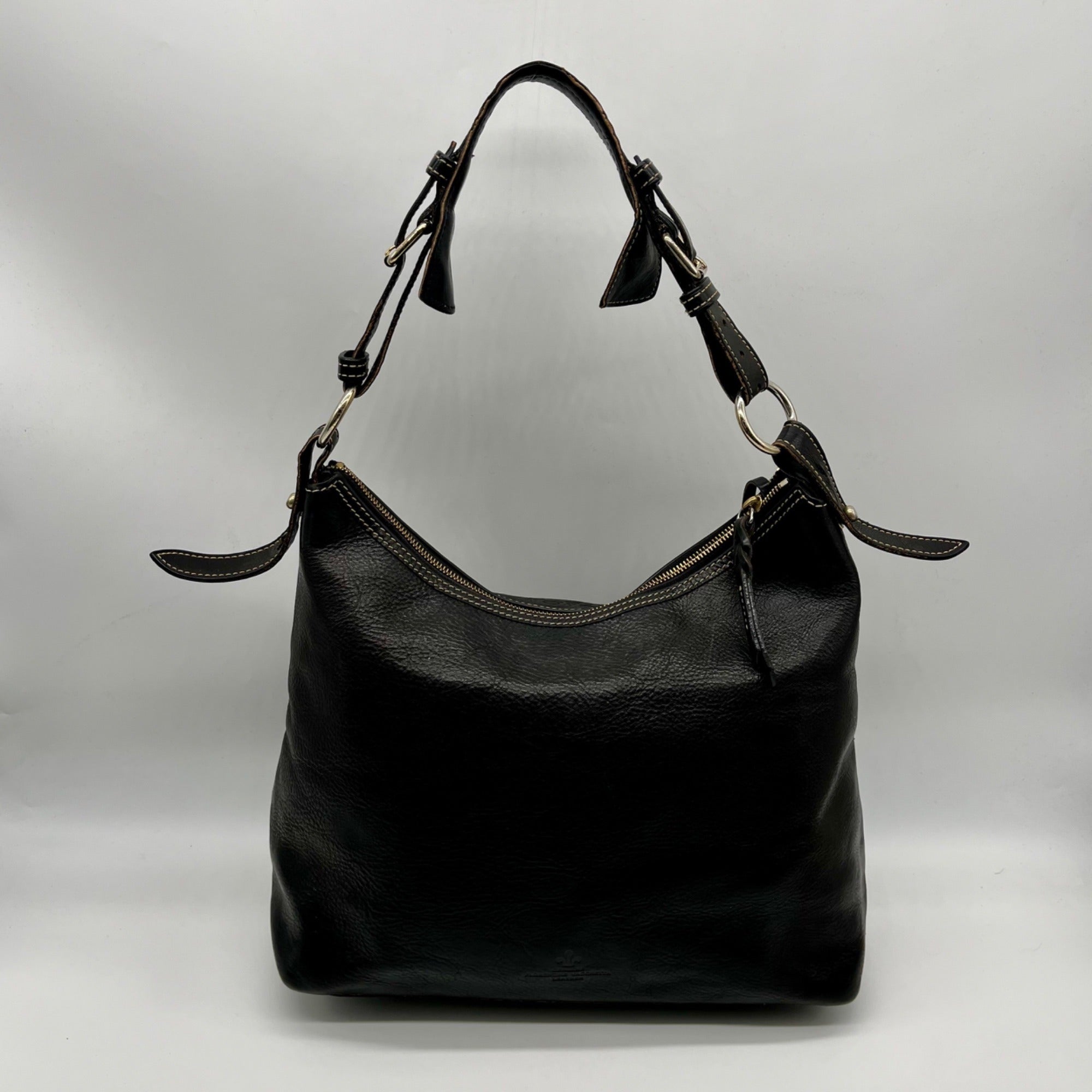 Dooney &amp; Bourke Black Florentine Leather Small Lucy Hobo Bag