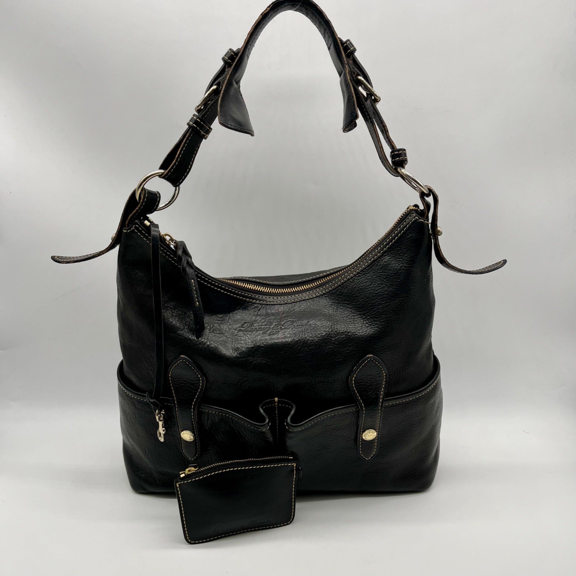 Dooney &amp; Bourke Black Florentine Leather Small Lucy Hobo Bag