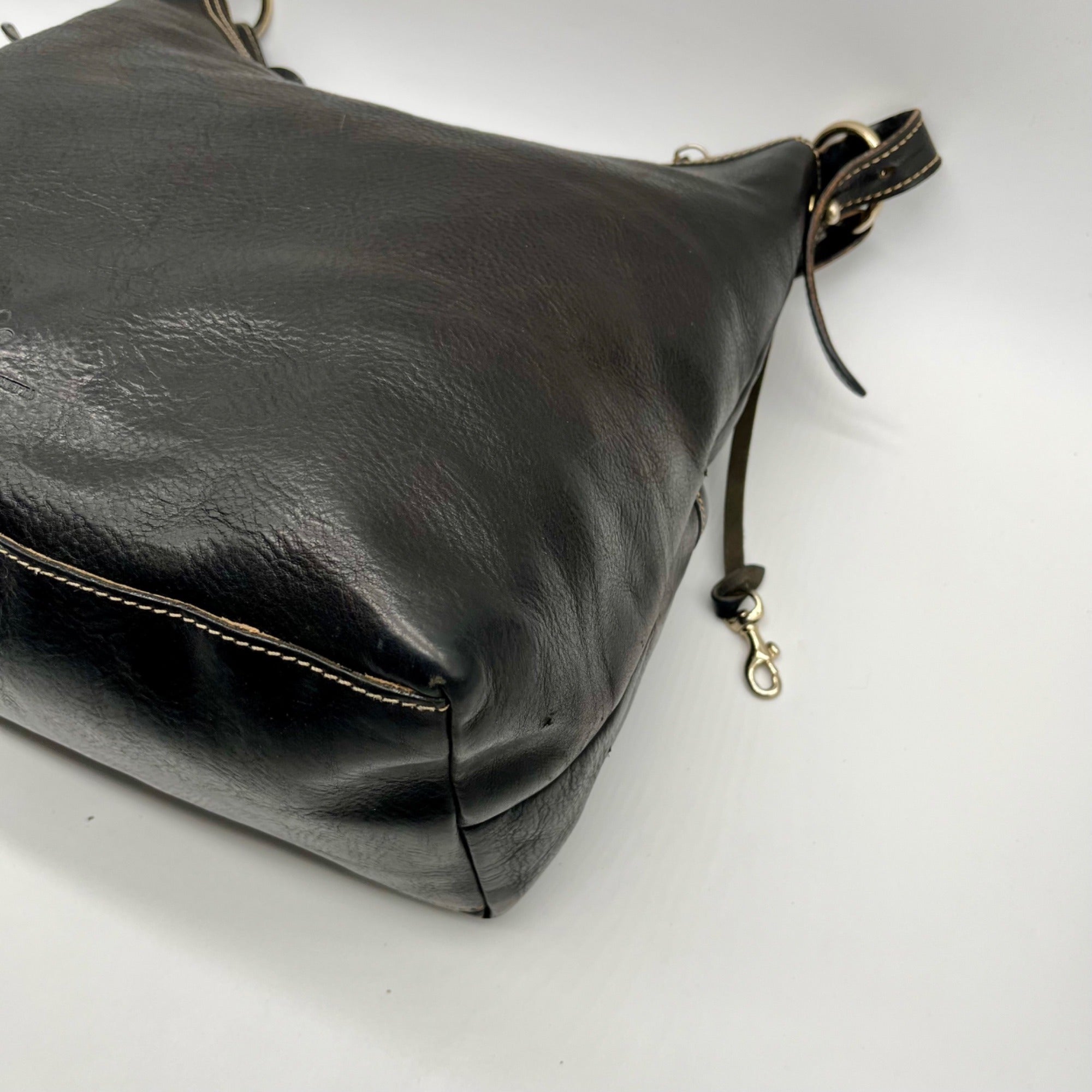 Dooney &amp; Bourke Black Florentine Leather Small Lucy Hobo Bag