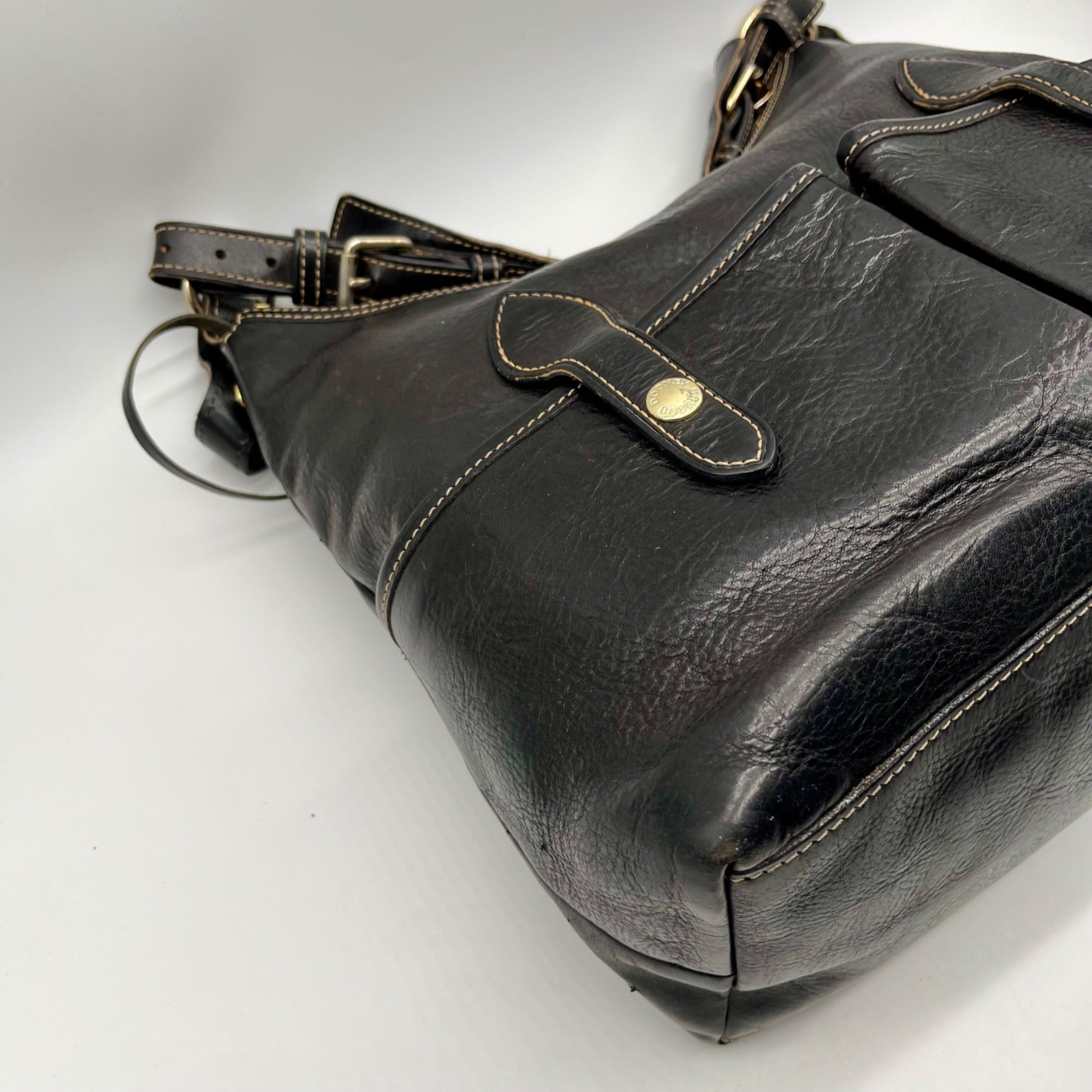 Dooney &amp; Bourke Black Florentine Leather Small Lucy Hobo Bag
