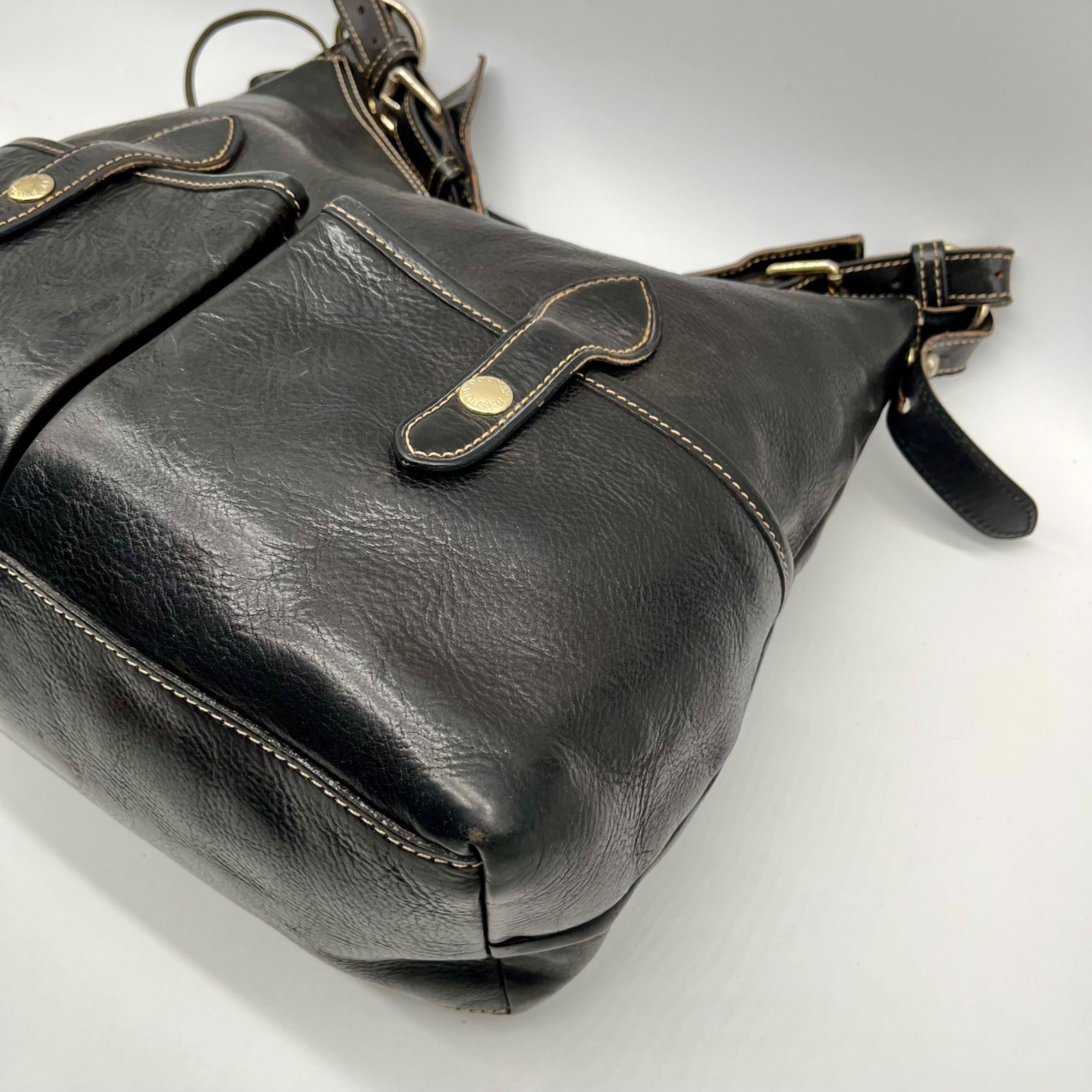 Dooney &amp; Bourke Black Florentine Leather Small Lucy Hobo Bag