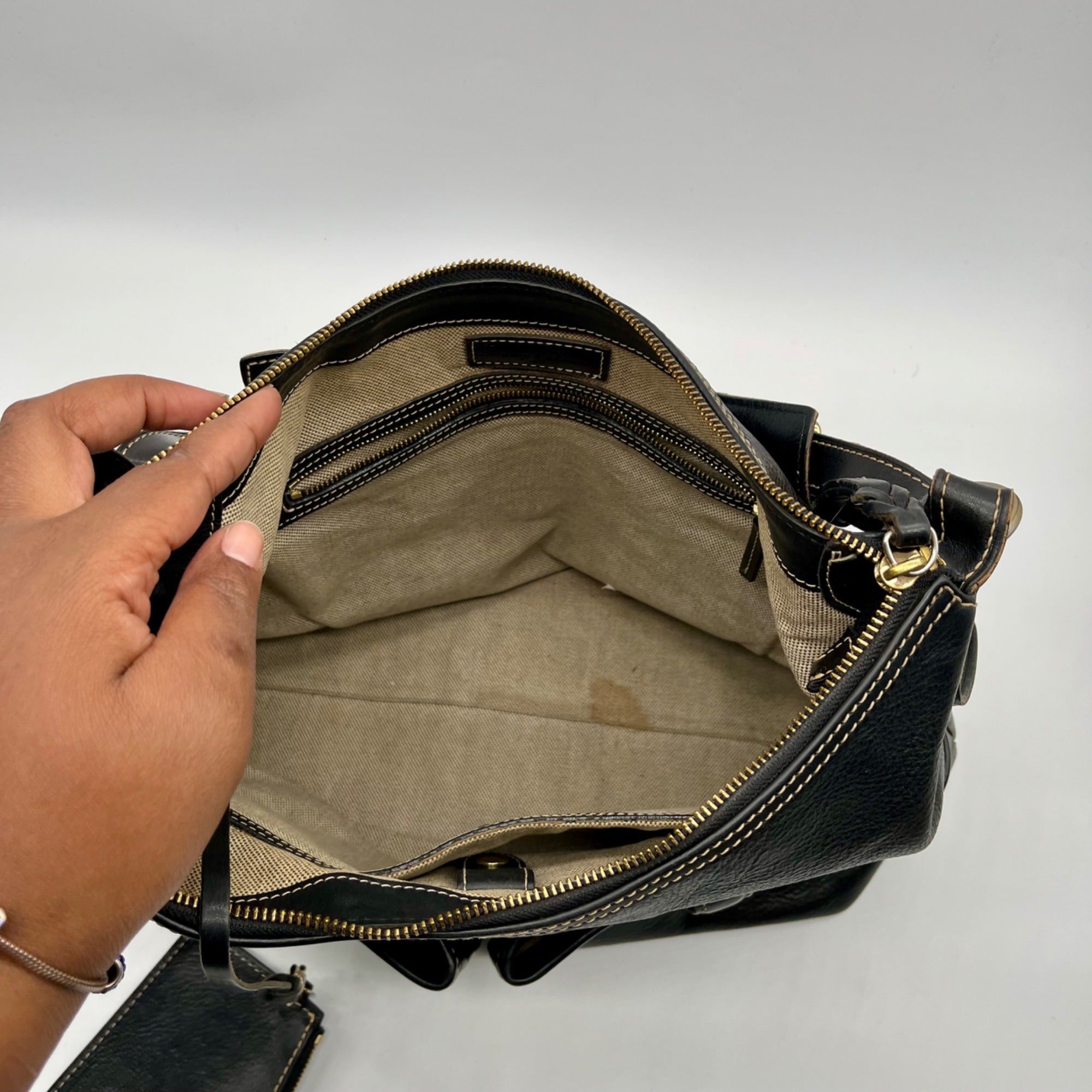 Dooney &amp; Bourke Black Florentine Leather Small Lucy Hobo Bag