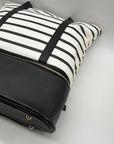 Black & White Striped Faux Leather Tote Bag