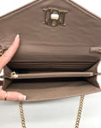 Badgley Mischka Taupe Diamond Quilted Crossbody Bag