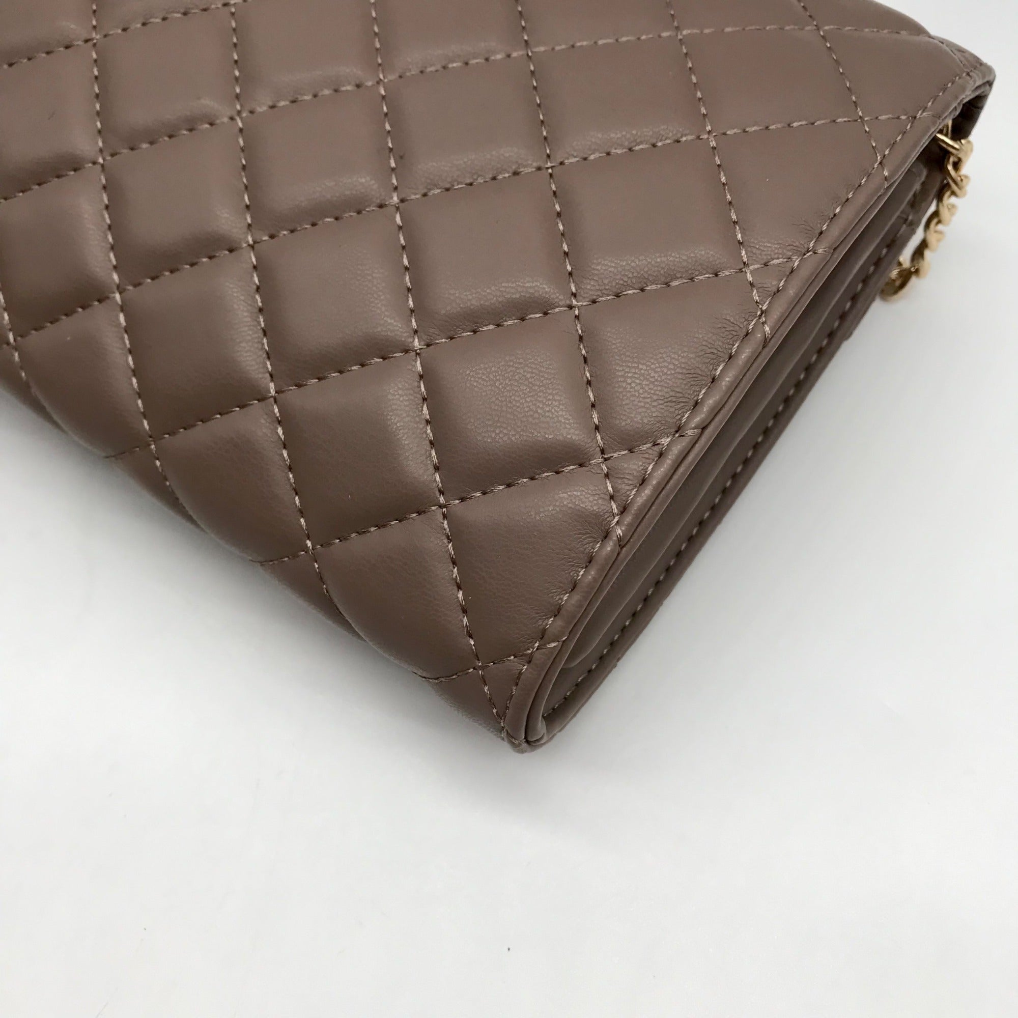 Badgley Mischka Taupe Diamond Quilted Crossbody Bag