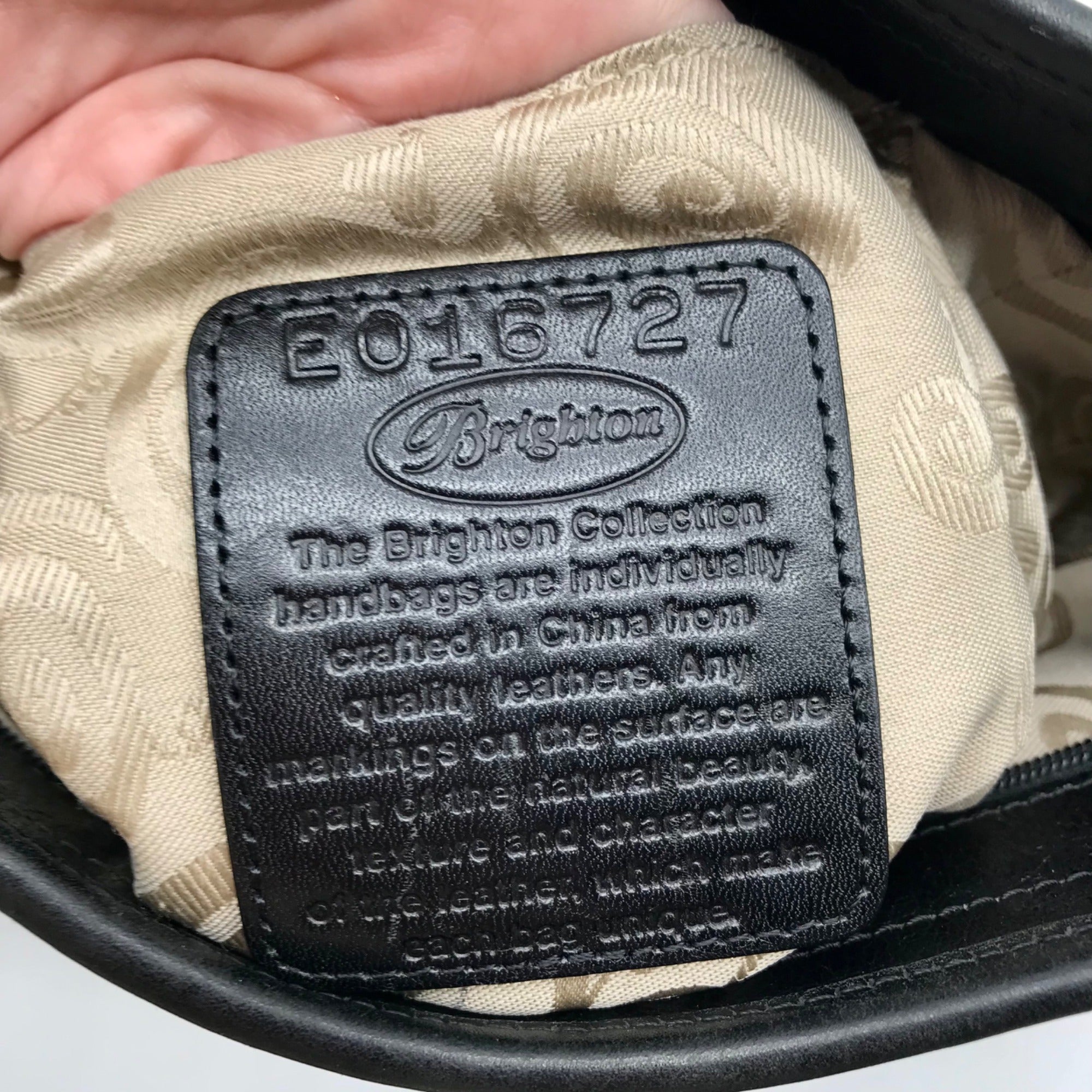 Brighton  Patent Leather Vintage Black And Brown Woven Shoulder Bag