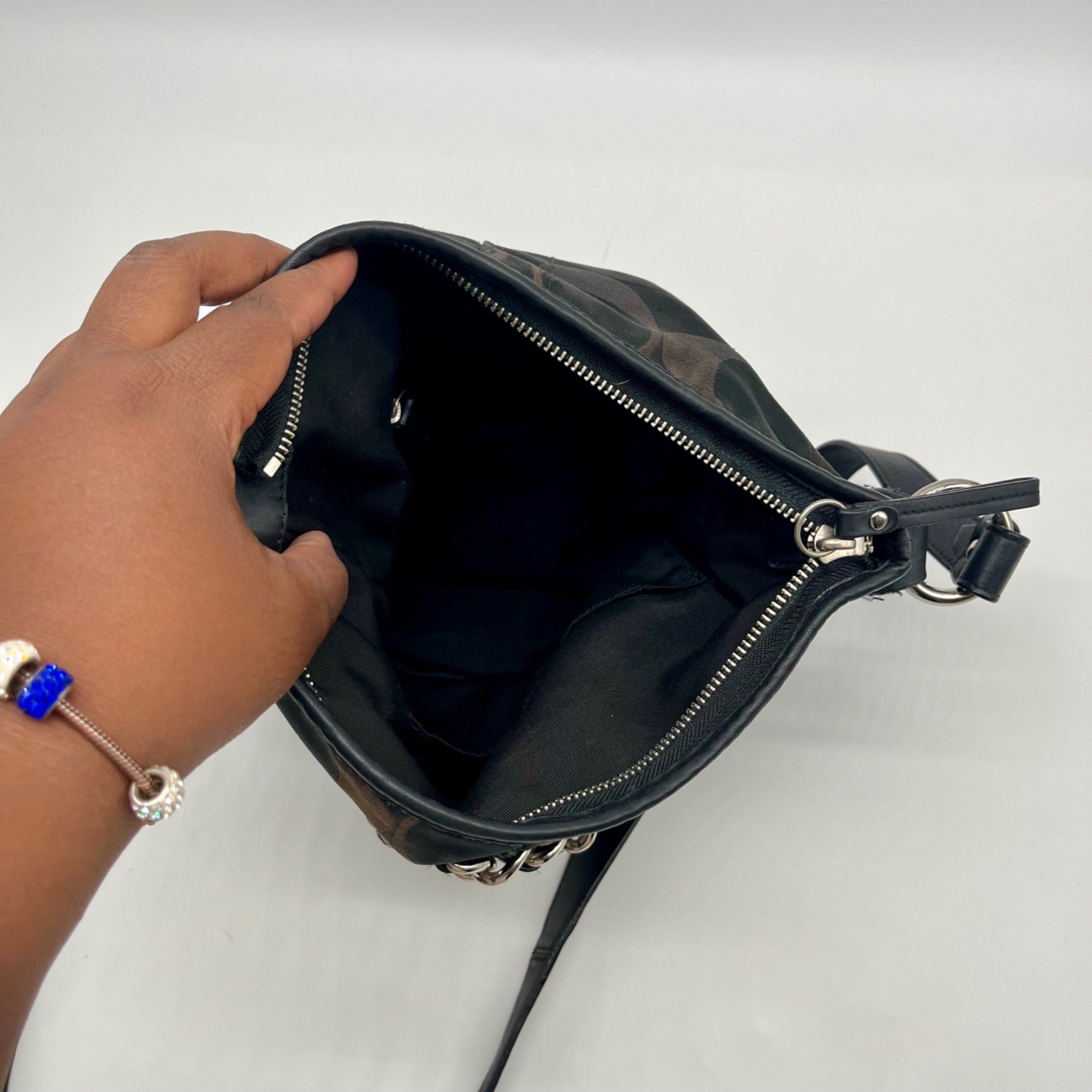 Coach Signature Black Chain Convertible  Crossbody Bag