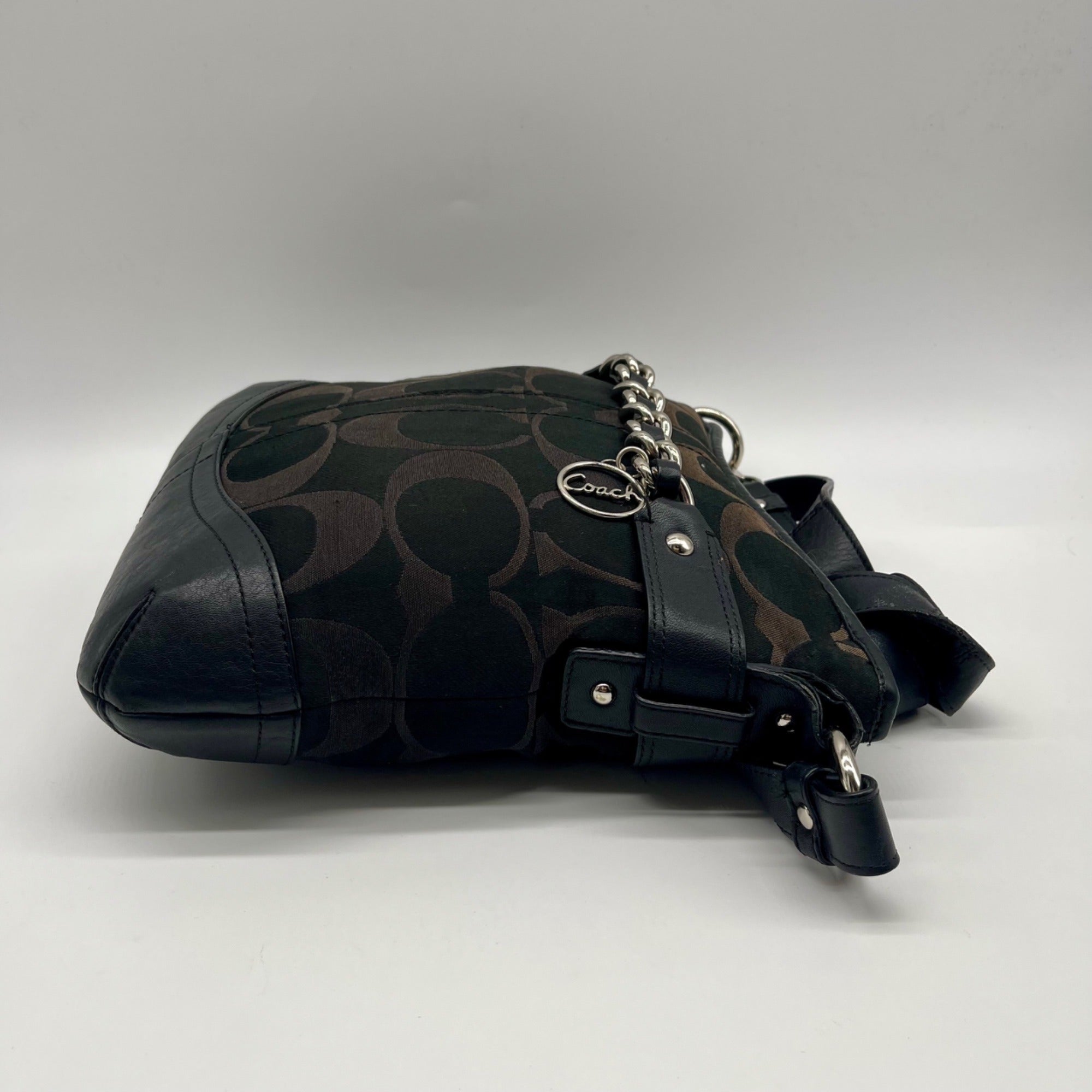 Coach Signature Black Chain Convertible  Crossbody Bag