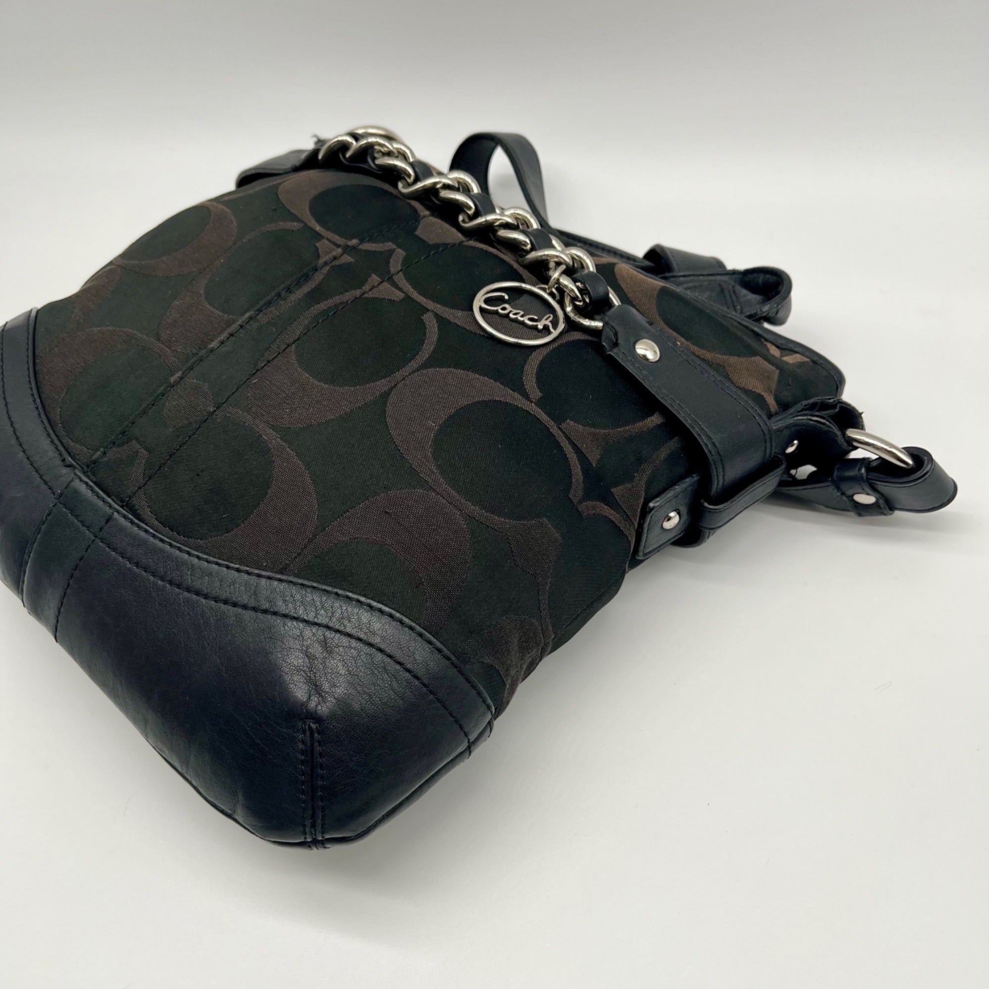 Coach Signature Black Chain Convertible  Crossbody Bag