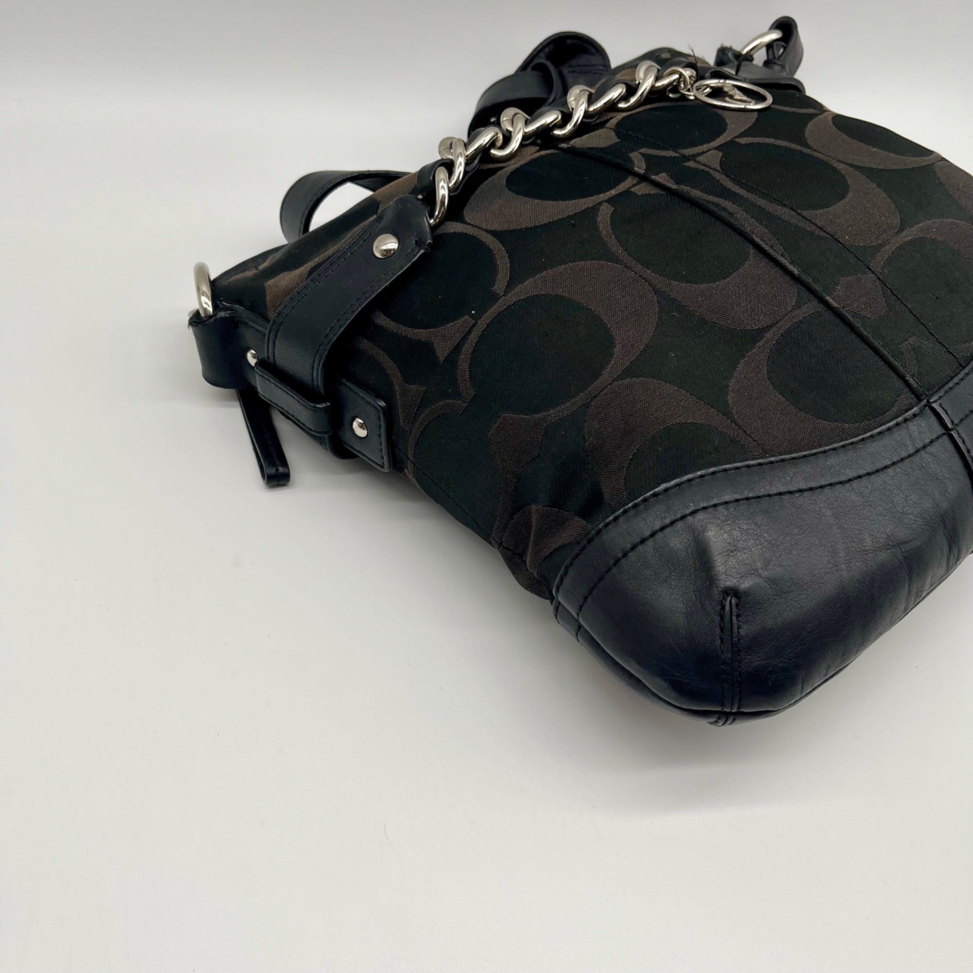 Coach Signature Black Chain Convertible  Crossbody Bag
