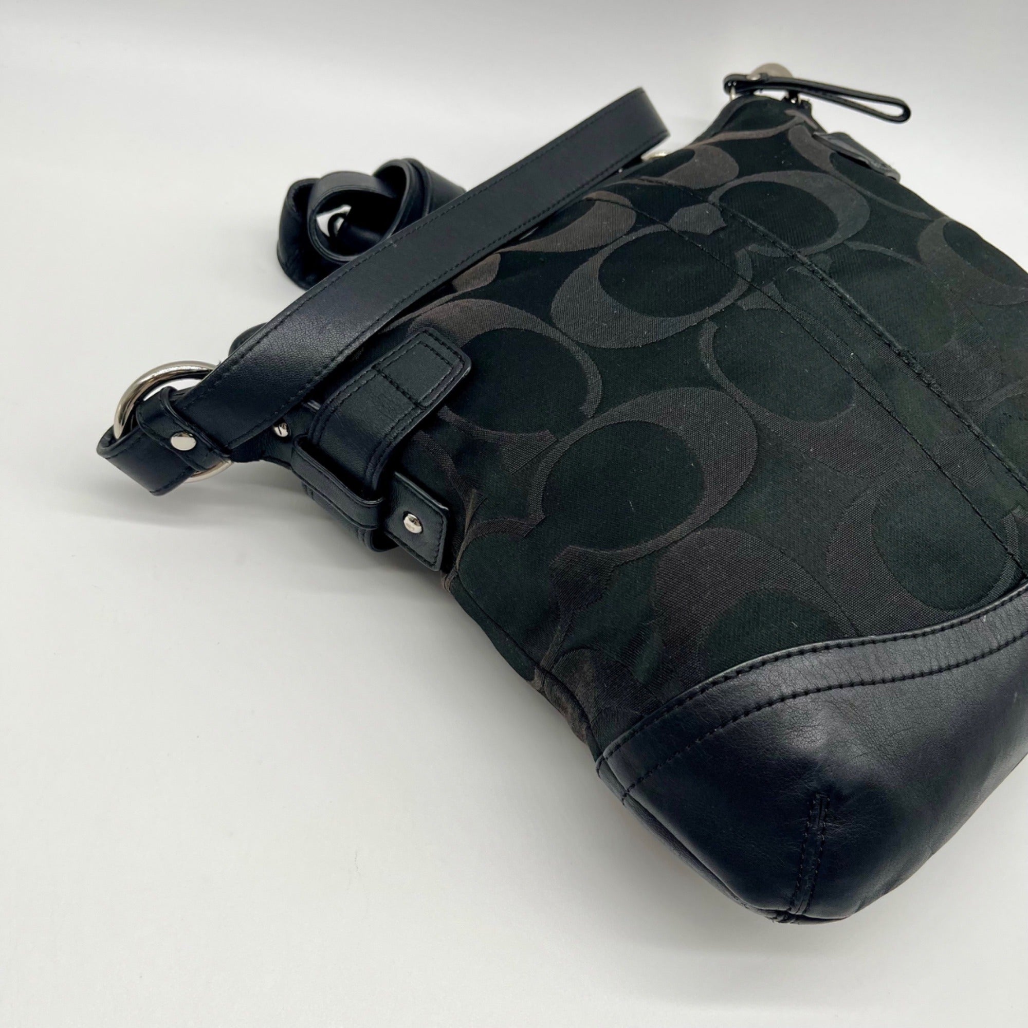 Coach Signature Black Chain Convertible  Crossbody Bag