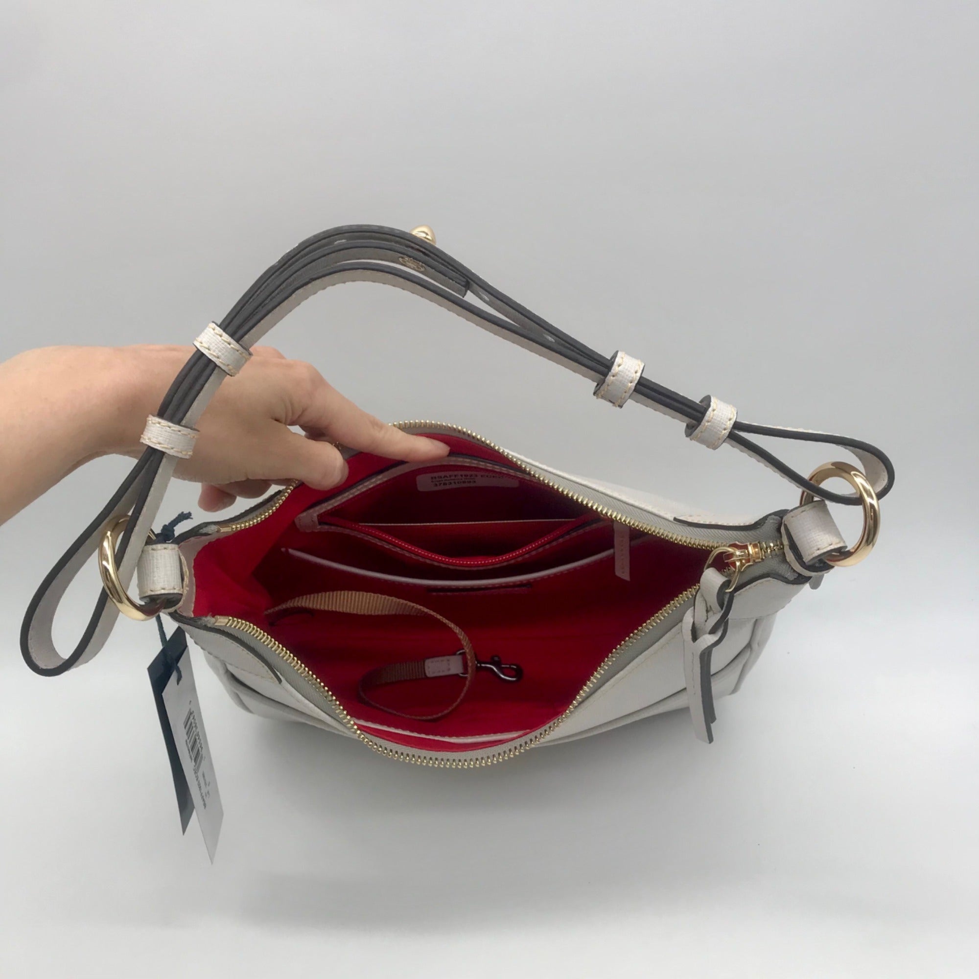 Dooney &amp; Bourke Grey Lucca Leather Large Shoulder Bag