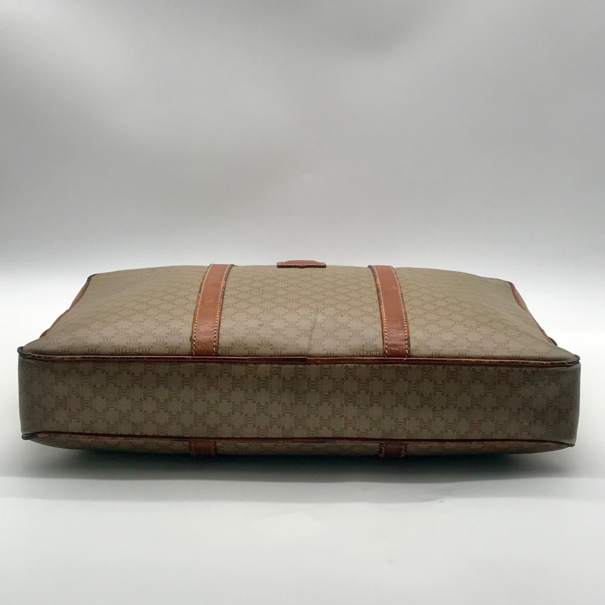 Celine Vintage Olive Green Coated Canvas Macadam Briefcase